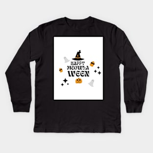 Happy Meowla Ween Kids Long Sleeve T-Shirt